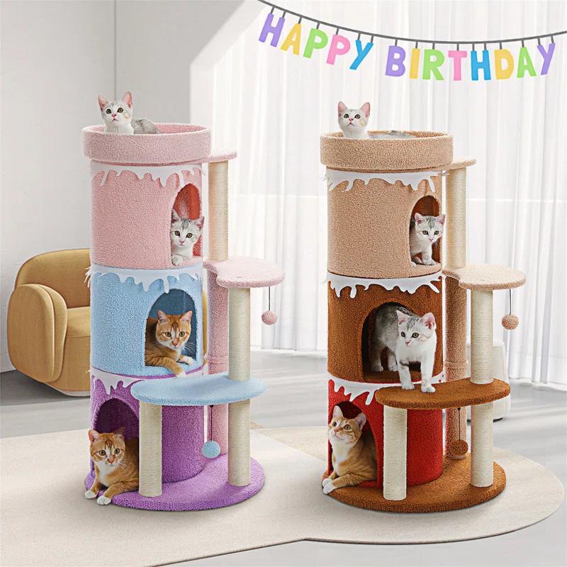 Tucker Murphy Pet™ 43'' Cat Tree Cat Tower For Indoor Large Cats, Cat Bed House With 3 Large Cat Condos And Sisal Covered Scratching Posts For Kittens