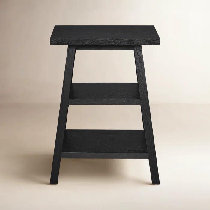 Universal Modern Farmhouse Square End Table in black Charcoal Oak wood