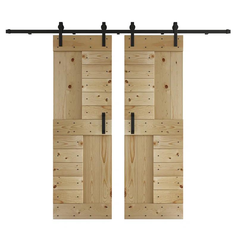 Coast Sequoia 84'' Solid Wood Paneled with Installation Hardware Kit Barn Door