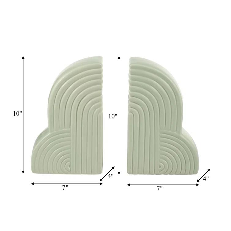Arch Bookends - 13" x 10" Decorative Ceramic Book Holders - Book Lover Gift Idea (Set of 2)