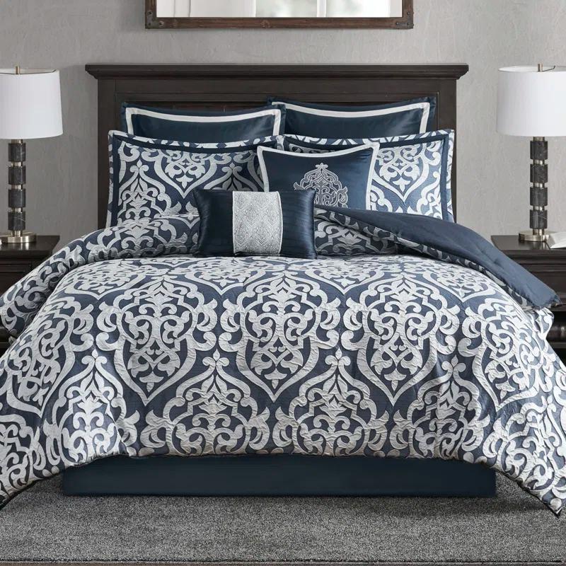 Madison Park Odette Jacquard 8 Piece Comforter Set