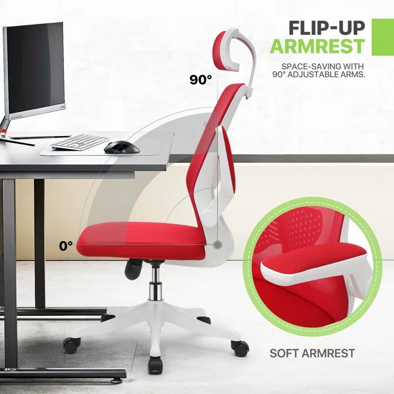 Bring Home Furniture Adjustable High-Back Office Swivel Chair, Ergonomic Mesh Seat with Headrest, Armrests, and Lumbar Support for Home Office Use (Set of 2)