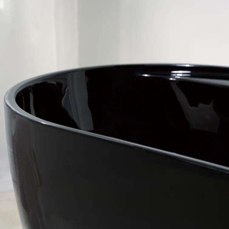 WoodBridge 72'' x 35.375'' Freestanding Acrylic Double Ended Bathtub with Wide Rim,  - Available in Glossy White/Black, with 5 Finish Options for Trim B8859-ORB