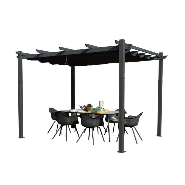 Kozyard Atlantics Outdoor Retractable Pergola with Sun Shade Canopy 10' x 13'