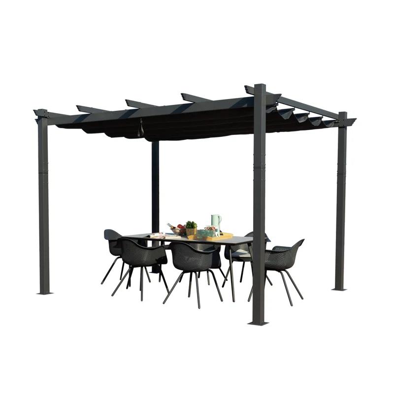 Kozyard Atlantics Outdoor Retractable Pergola with Sun Shade Canopy 10' x 13'
