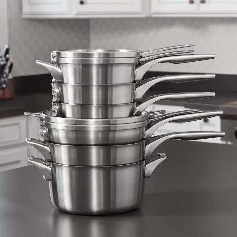 Calphalon ® Premier 10-Piece Space-Saving Stainless Steel Cookware Set