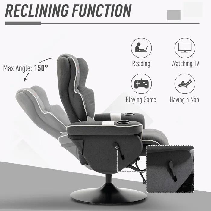 HomCom Faux Leather Manual Swivel Ergonomic Recliner | Wayfair