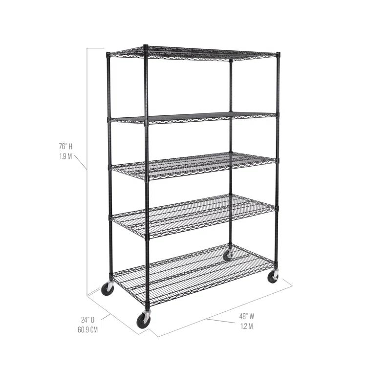 UltraDurable 24" D 5-Tier NSF-Certified Steel Shelving with Wheels