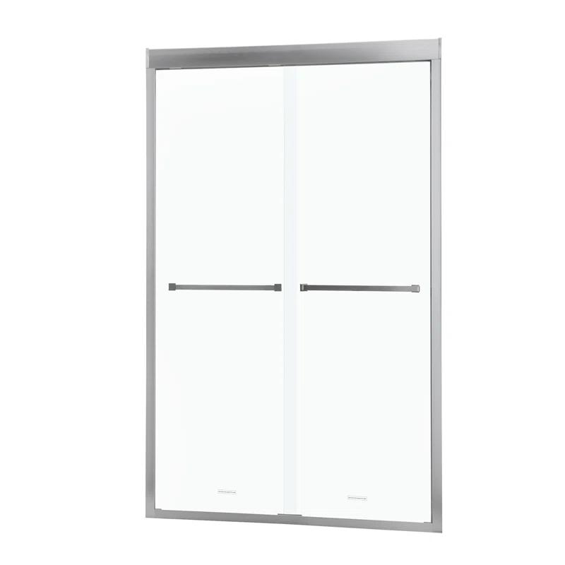 COUOKO 48" W X 76"H Semi-Frameless Shower Door Bypass Sliding Shower Enclosure, Brushed Nickel RD-CUK6A22-48SS