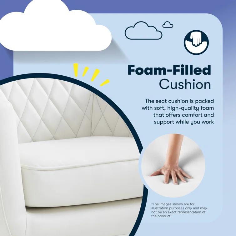 Serta Serta Ashleigh Modern Office Chair, Diamond-Tufted Design, Pocket Coil Cushion, Polished Swivel Base