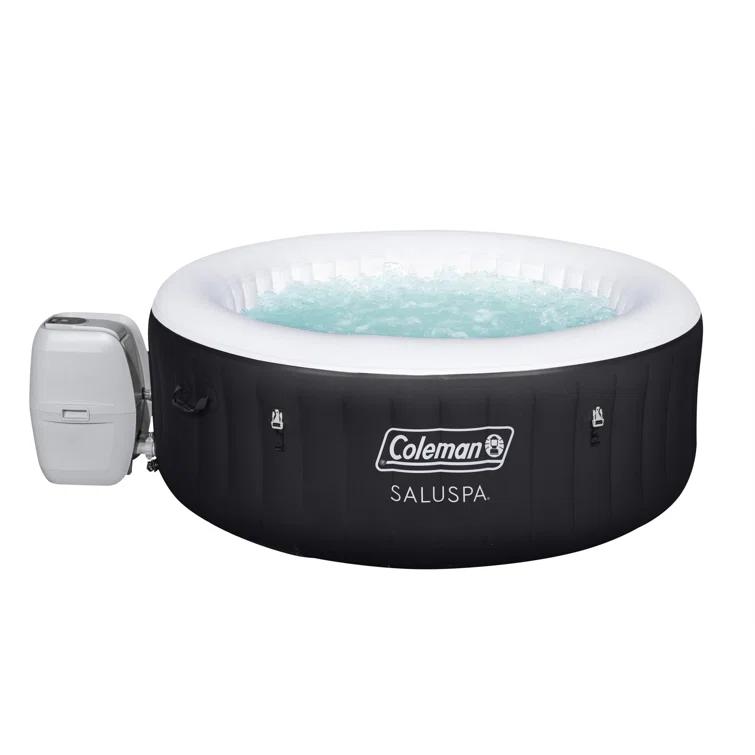 Bestway Coleman Miami AirJet Square Inflatable Hot Tub with EnergySense Cover, Black