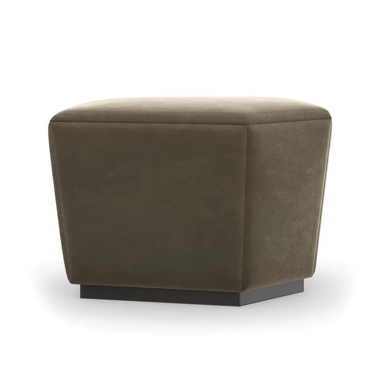 Brown Mohair Transitional Storage Ottoman with Dark Chocolate Base