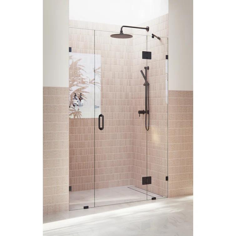 Glass Warehouse Stellar 53 in. W x 78 in. H Fully Frameless 3 Panel Inline Glass Hinged Shower Enclosure GHF-53-MB