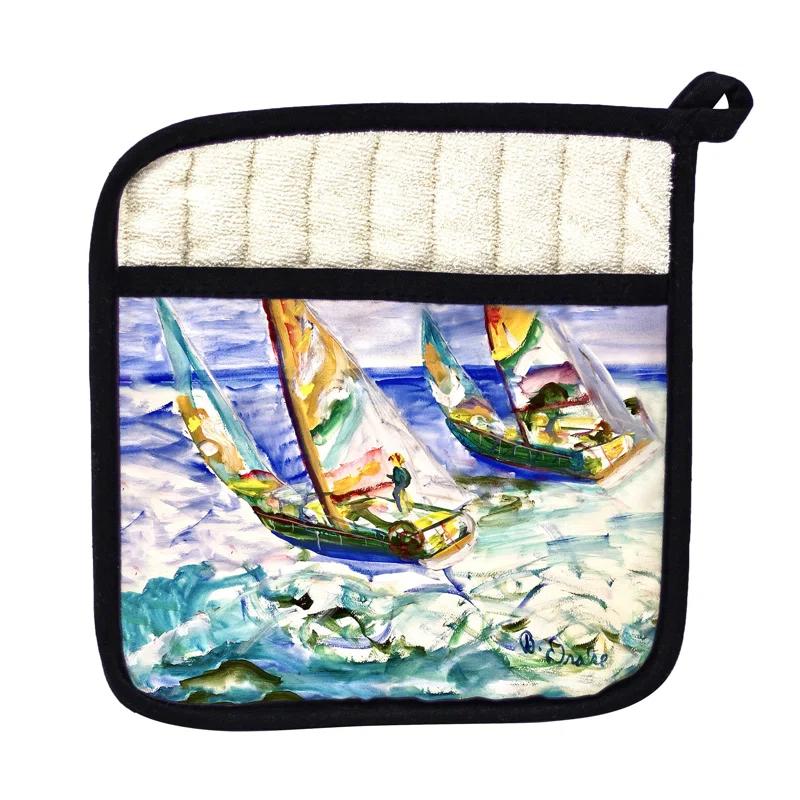 Betsy Drake Interiors Sailboats Tacking Pot Holder