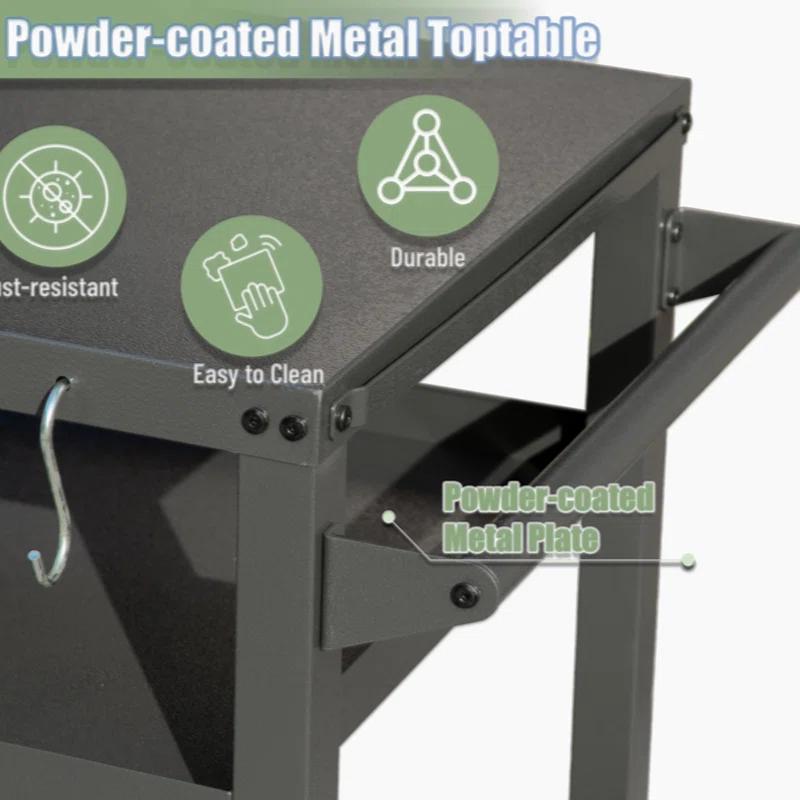 GZMWON 3-Shelf Outdoor Grill Table, Grill Cart Outdoor With Wheels, Pizza Oven Table And Food Prep Table, Blackstone Table Grill Stand Blackstone Griddle Outside BBQ