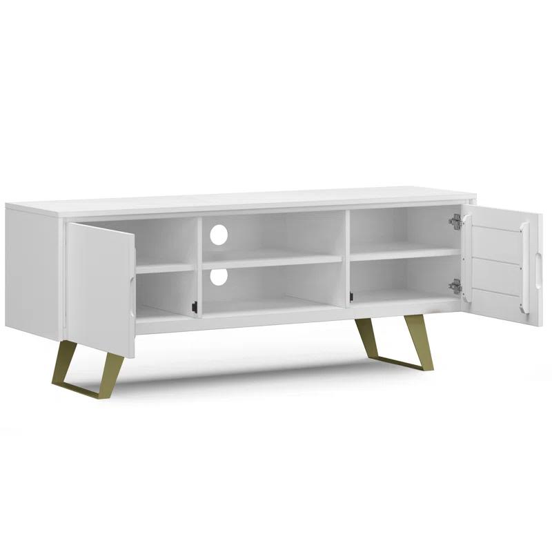 Simpli Home Lowry 63"W Solid Wood Modern Industrial TV Stand for TVs up to 70" with Storage