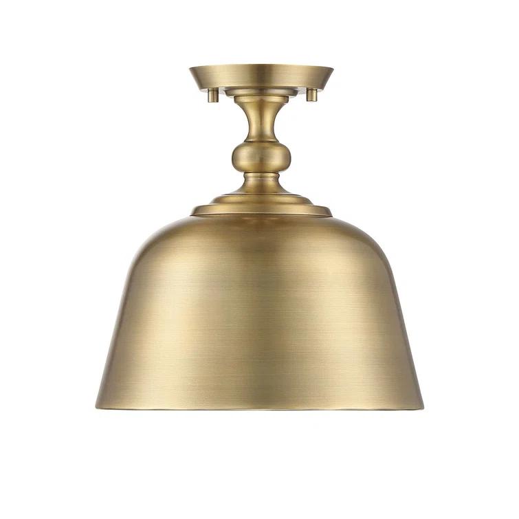 Greyleigh™ Salcombe 1-Light 12'' Simple Dome Semi Flush Mount in Warm Brass