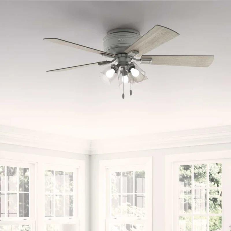 Hunter Fan 52" Crestfield 5 - Blade Flush Mount Ceiling Fan with Lights and Pull Chains