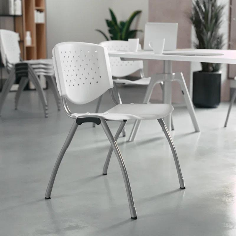 Flash Furniture Memphis 880 lb. Capacity Plastic Stack Chair with Powder Coated Frame