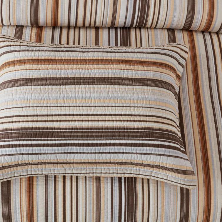 Chezmoi Collection Avery Striped Pre-Washed Cotton Quilt Set