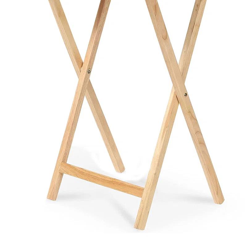 PJ Wood 19.09'' Solid Wood Rectangular Portable Folding Table (Set of 2)