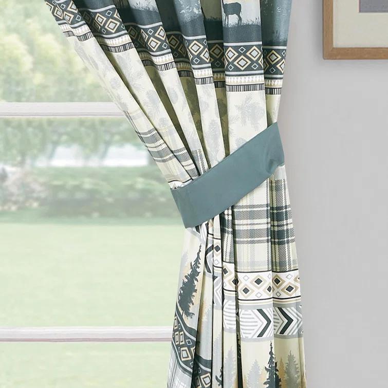 Chezmoi Collection Lake Northwest Cabin Lodge Window Curtain Set (Set of 2)