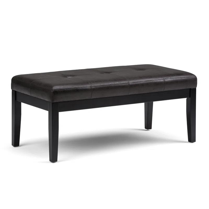 Simpli Home Lacey 41"W Tufted Ottoman Bench with Solid Wood Frame