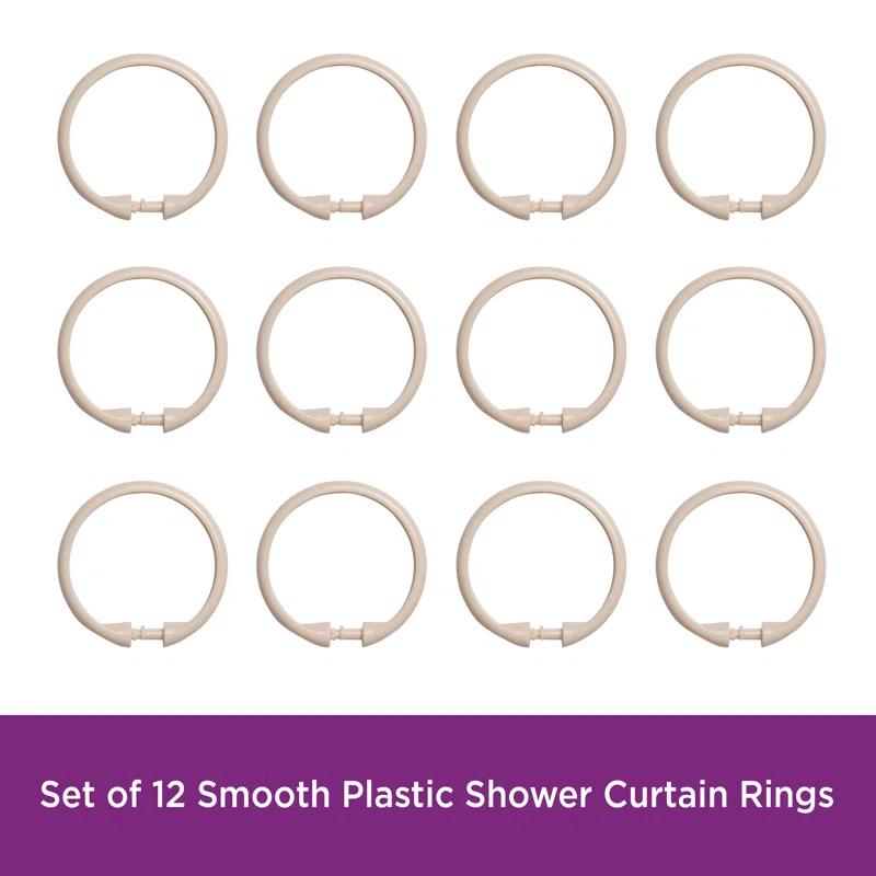 Kenney Wayfair Basics Smooth Shower Rings Round Plastic Shower Curtain Rings (Set of 12)