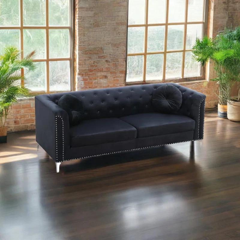 The Classy Home Colmar Velvet 3 Piece Living Room Set (Set of 3)