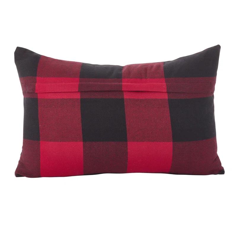 Saro Birmingham Collection Plaid Cotton Reversible Throw Pillow