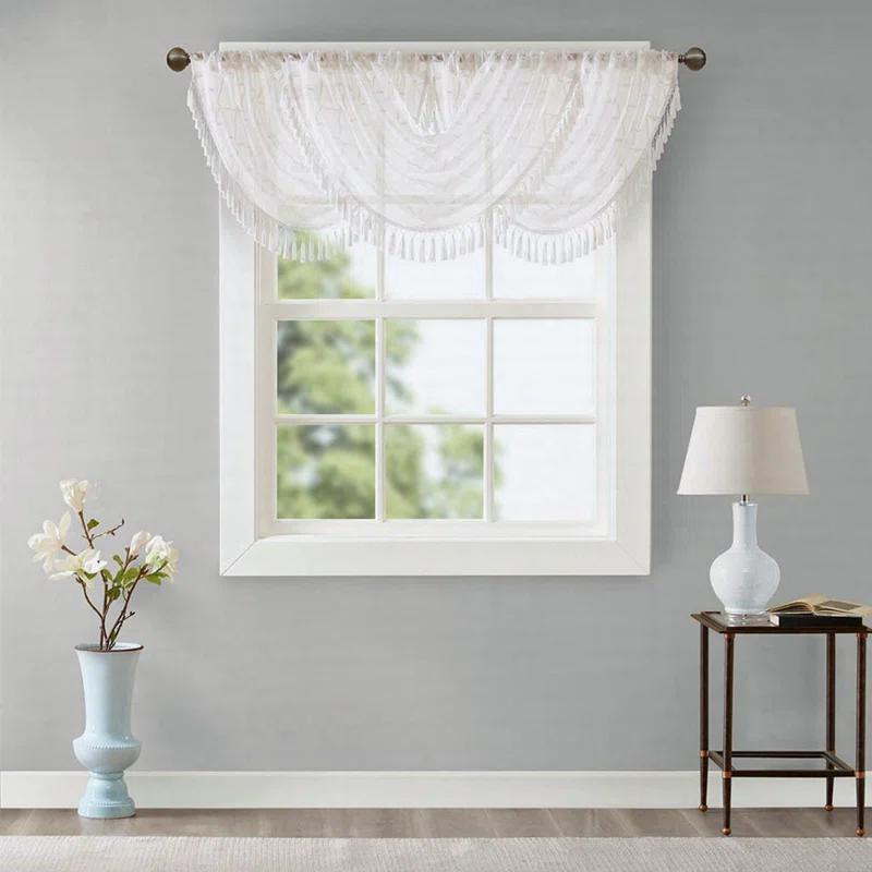YD Teck Diamond Sheer Embroidered Waterfall Valance 38X46"
