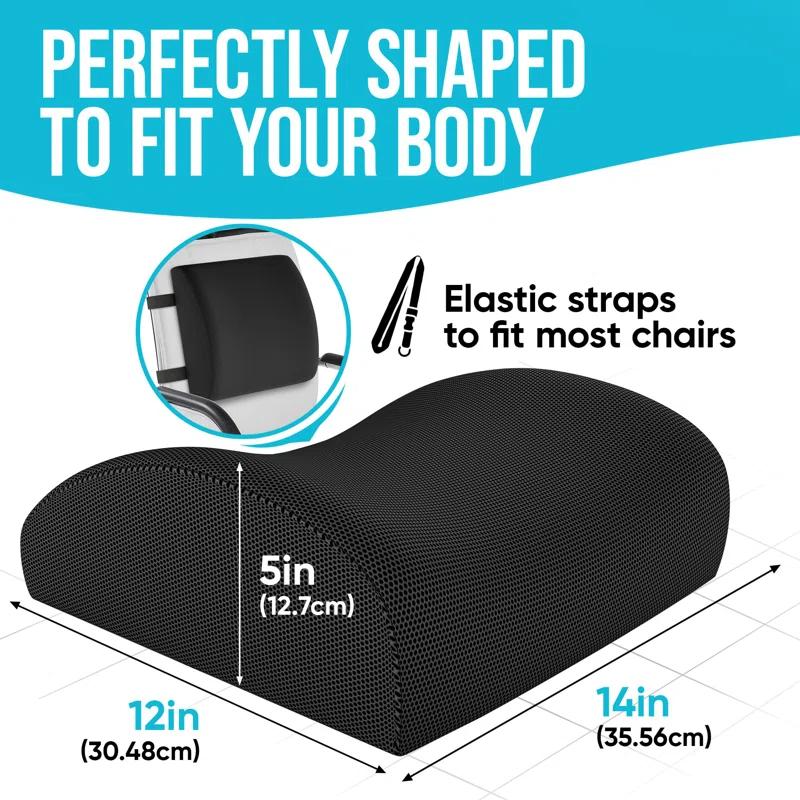 BEACHWATER POOL & SPA, LLC Seat Cushion And Lumbar Support For Office Chair, Desk Chair Cushion, Memory Foam Office Chair Cushion, Non Slip Sitting And Back Pillow For Gaming, Car Seat Cushion, Chair Pad