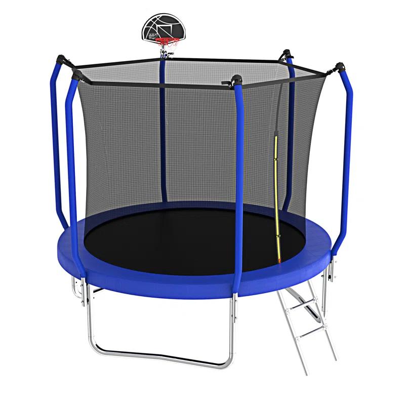 wendeway 10FT Trampoline With Basketball Hoop,  ASTM Approved Reinforced Type Outdoor Trampoline With Enclosure Net