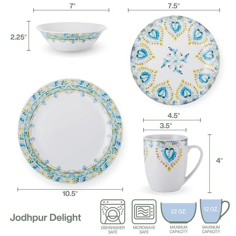 Fitz and Floyd Fitz and Floyd Jodhpur 32-Piece Porcelain Dinnerware Set, Service for 8