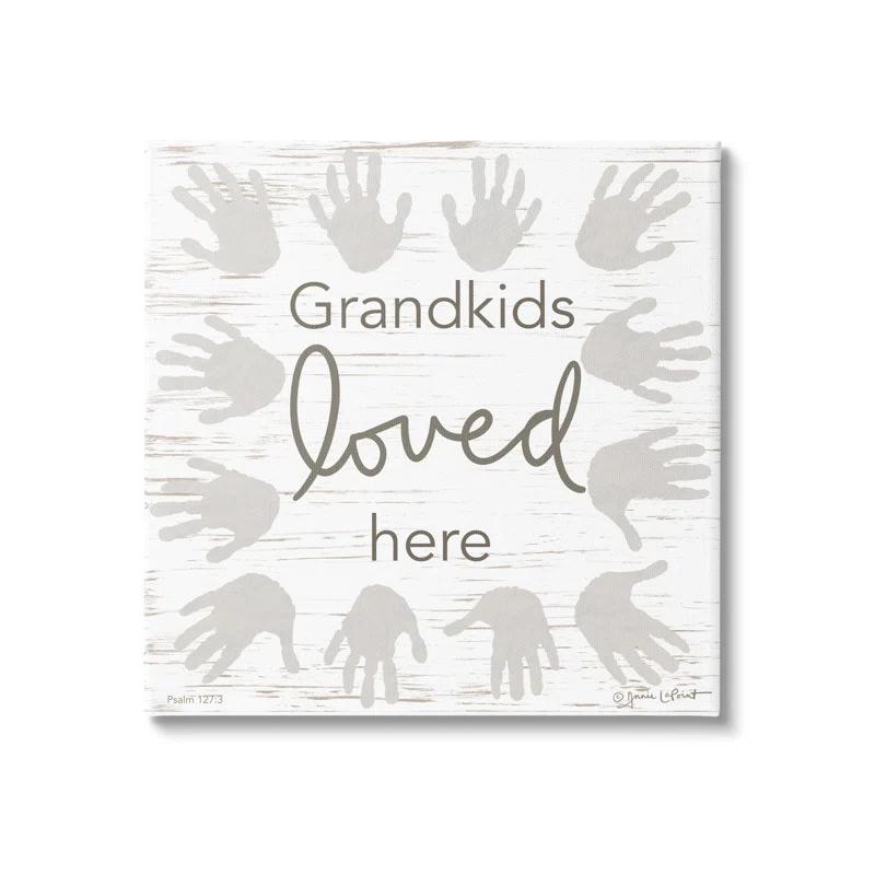 Stupell Industries " Grandkids Loved Here Fun Family Grandparents Handprints " by Annie LaPoint