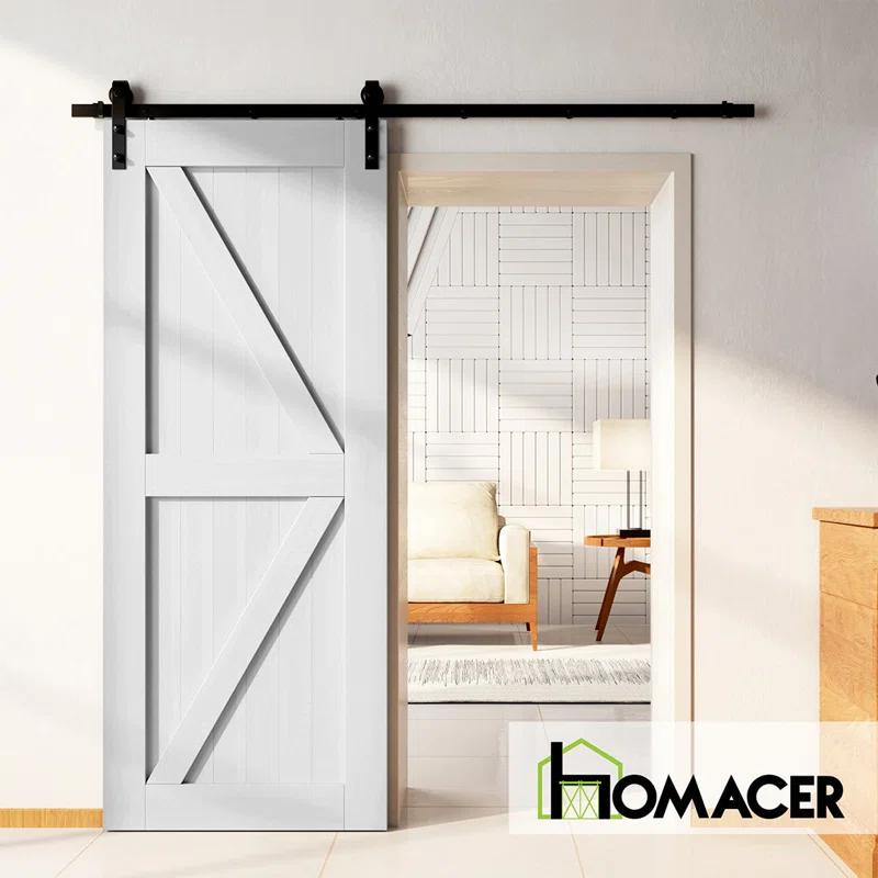 Homacer 80'' Solid Wood Barn Doors Semi-Gloss without Installation Hardware Kit Barn Door