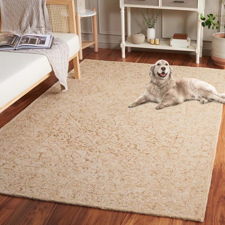 Safavieh Dip Dye Hand Tufted Wool/Cotton Oriental Rug in Ivory/Gold