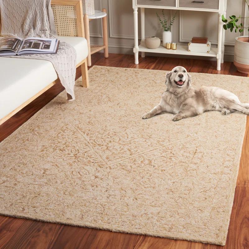 Safavieh Dip Dye Hand Tufted Wool/Cotton Oriental Rug in Ivory/Gold