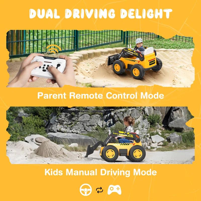 LIGIANT Ligiant Ride On Bulldozer, Kids Ride On Toy With Motorized Front Loader, 4wd Motors, Large 12v 10ah Battery, Bluetooth, Remote Control, Ages 3+