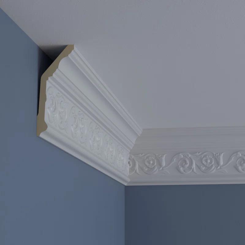 5 5/8"H x 2 1/4"P x 6"F x 94 1/2"L Floral Crown Moulding