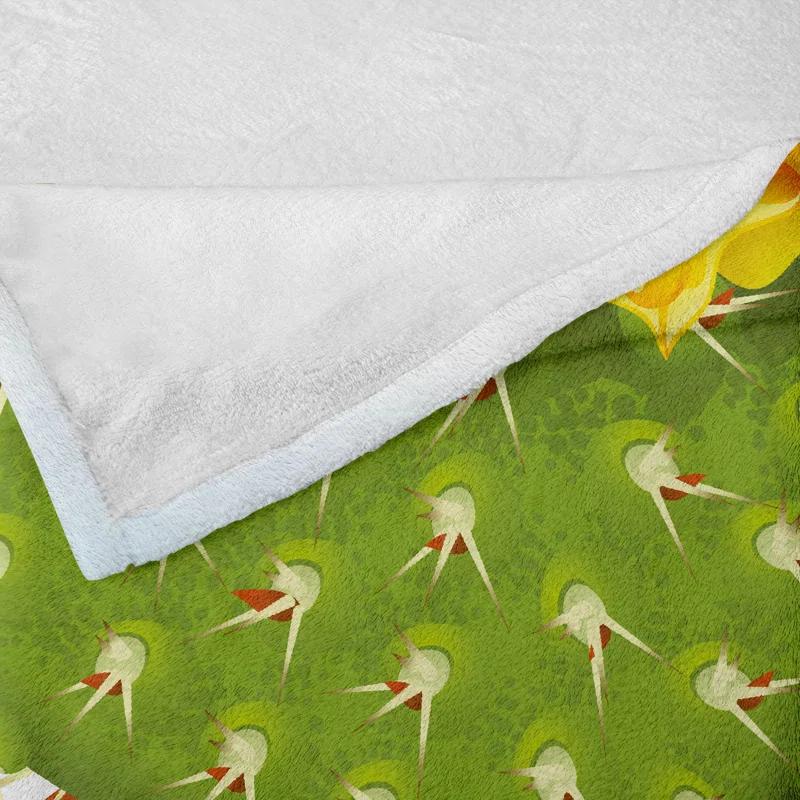 Ambesonne Ambesonne Cactus Fleece Throw Blanket Thorny Opuntia Heart Green Yellow Orange