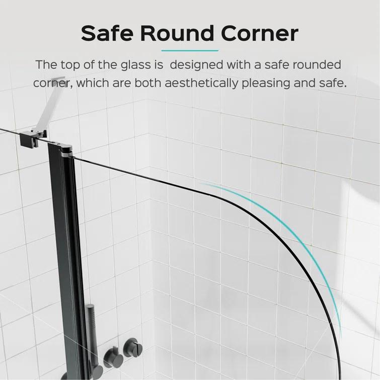 KUNMINGZHUHE 43 In. W * 58 In. H Frameless Folding Shower Doors For Bathtub, 1/4" (6Mm) Thick SGCC Tempered Glass Door, Bathroom Pivot Tub Glass Door ZH2745-W1552P173134