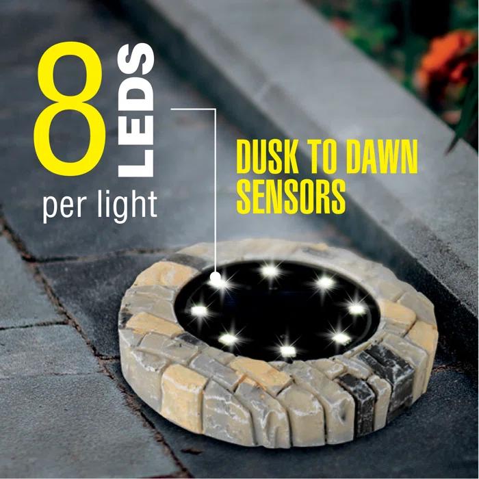 Bell + Howell Stone Low Voltage Solar Powered Integrated LED Pathway Light Pack (Set of 4)
