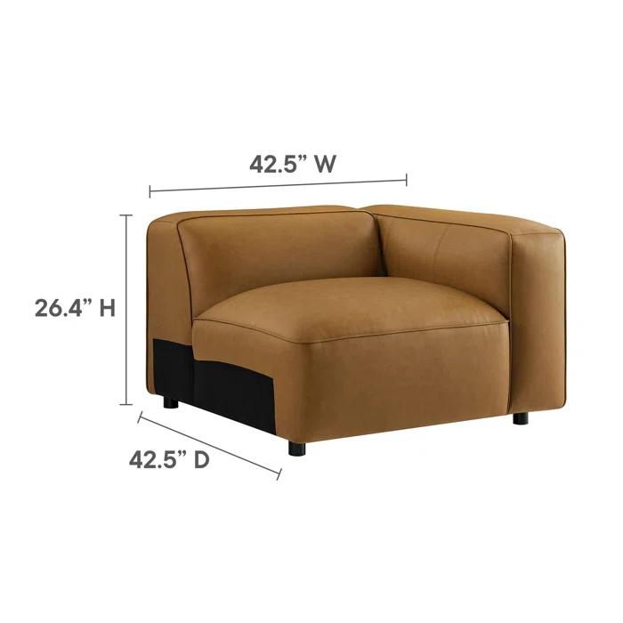 Modway Auren 6-Piece Upholstered Vegan Leather Modular Sofa