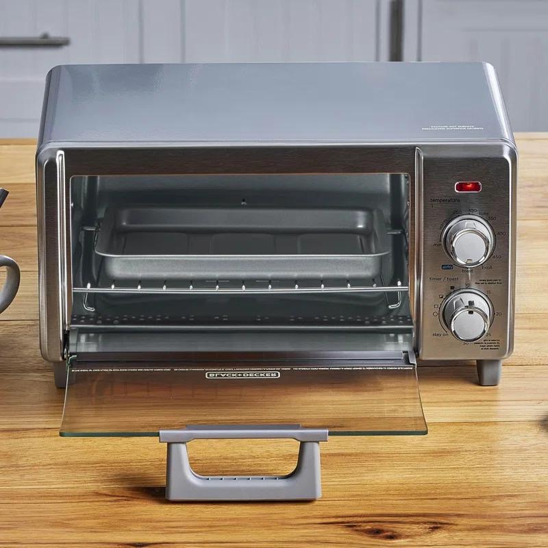 BLACK+DECKER BLACK+DECKER 4-Slice Crisp N Bake Air Fry Toaster Oven, TO1787SS, 5 Cooking Functions, 30 Minute Timer, Stainless Steel