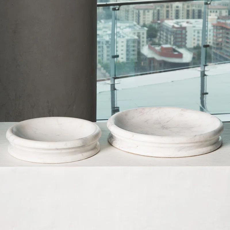 Caroline Centerpiece-White Banswara Marble-Lg