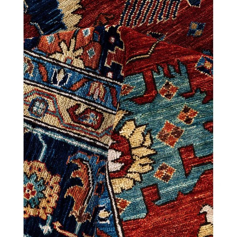 Solo Rugs One-of-a-Kind Rectangle 9'x 11'9" Wool Area Rug Red/Navy Blue/Beige/Yellow