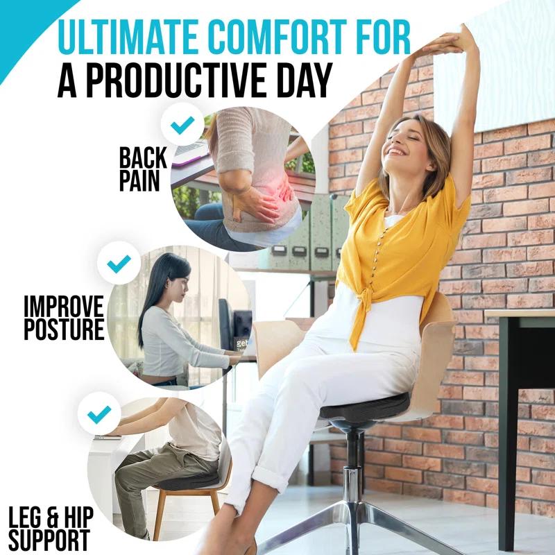 BEACHWATER POOL & SPA, LLC Seat Cushion And Lumbar Support For Office Chair, Desk Chair Cushion, Memory Foam Office Chair Cushion, Non Slip Sitting And Back Pillow For Gaming, Car Seat Cushion, Chair Pad