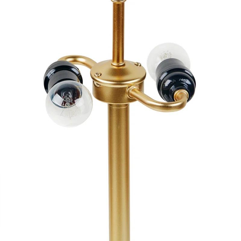 Everly Quinn Augusta Art Deco Dome-Shaped 2-Light Metal Table Lamp