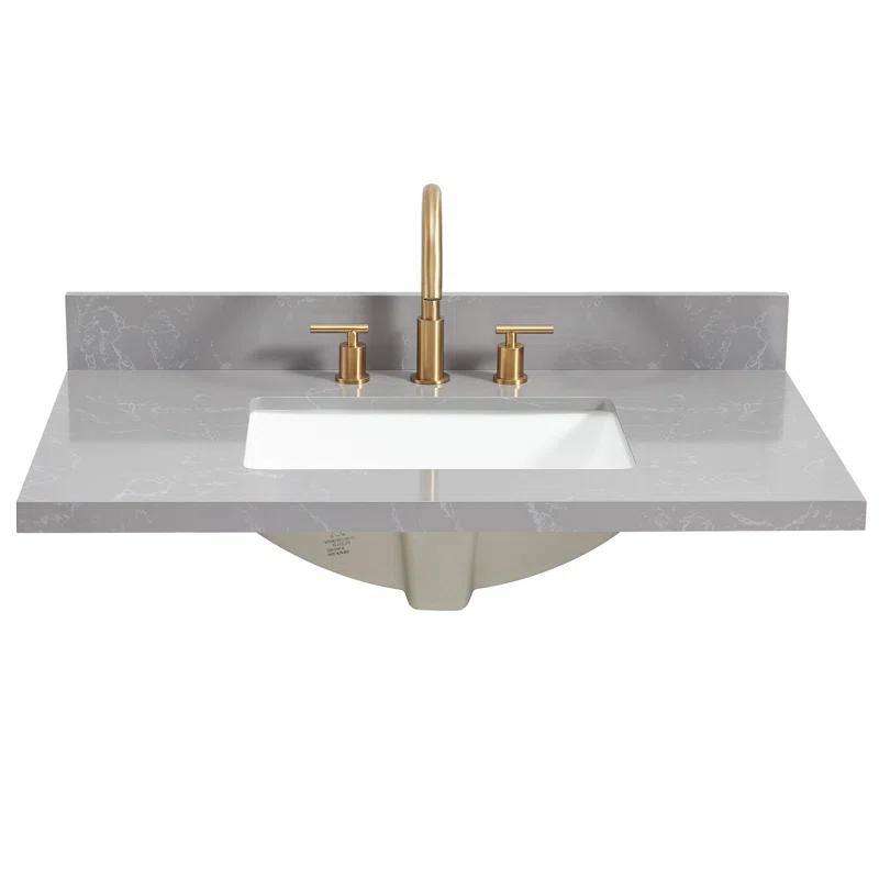 Jaen 37'' Stone Single Bathroom Vanity Top with Sink